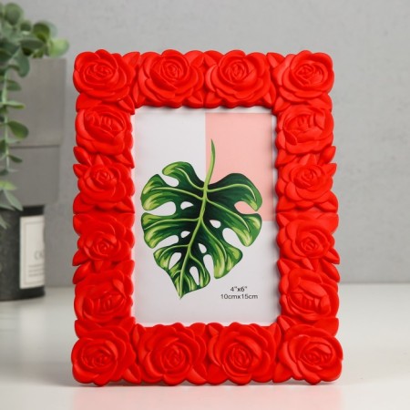 Photo frame plastic 10x15 cm "Push roses" red 16x21 cm