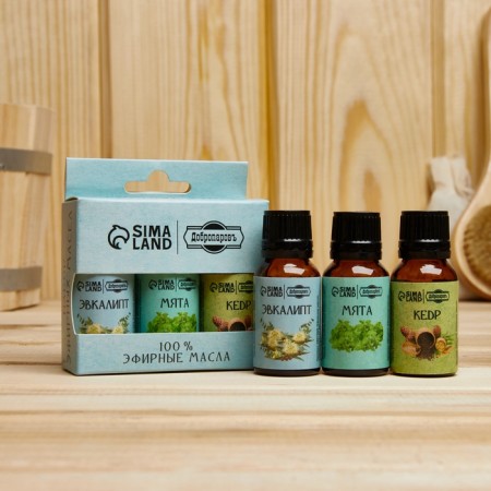 A set of essential oils of eucalyptus, mint, cedar, "Dobroparov", 3 pcs of 17 ml-9