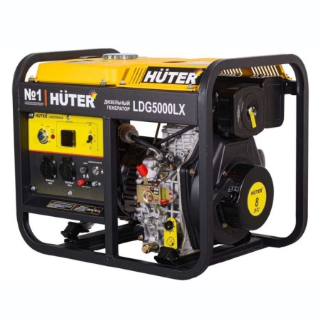 Diesel generator Huter LDG 5000LX, 220 V, 3.3 kW, synchronous, 14 l, 8 l/s, 0.375 l/h/h