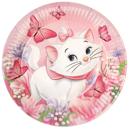 Paper plate "Happy Birthday!", 18 cm, cats aristocrats-2