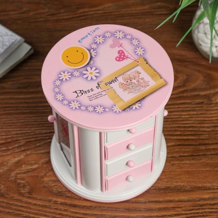 Casket Musical Mechanical Round 17x15 cm-4
