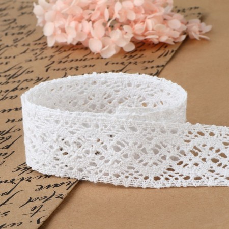 Knitted lace, 37 mm × 10 ± 1 m, white color-2