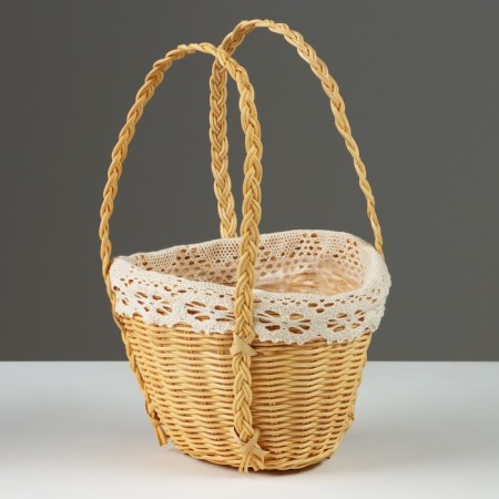 Playfish basket, 18 x 13 x 11 x 13/26 cm, with edging, rattan