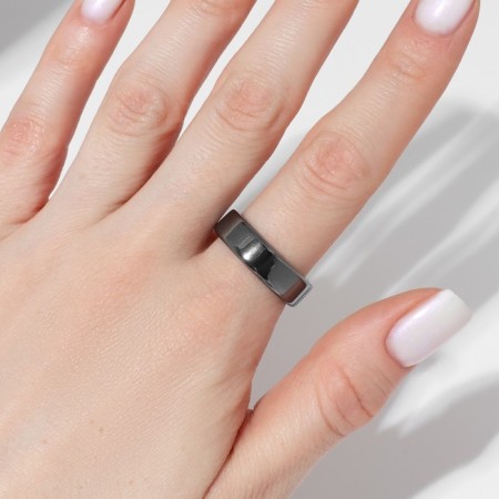 Ring "Night" for hematite, wide, black color, size 17-1