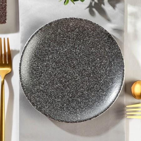 Porcelain plate flat lunar, d = 16.5 cm, gray color