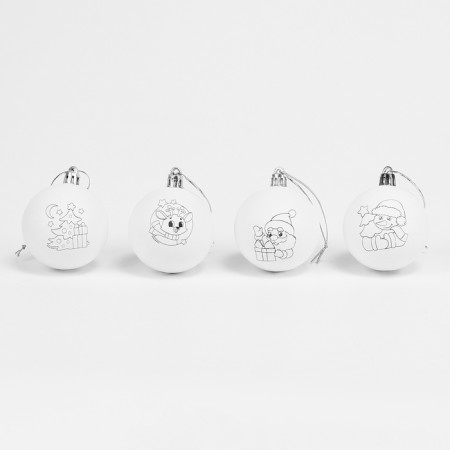 New Year's set for creativity. Christmas balls for coloring "Happy New Year", 4 pcs, d = 5.5 cm-2