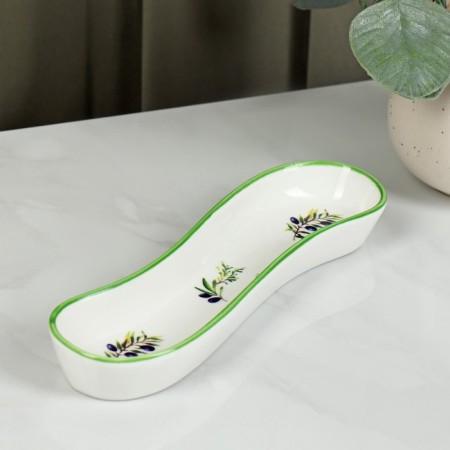 Porcelain dish for olives/pickles of the olive, 20 × 5 × 3.5 cm, white color