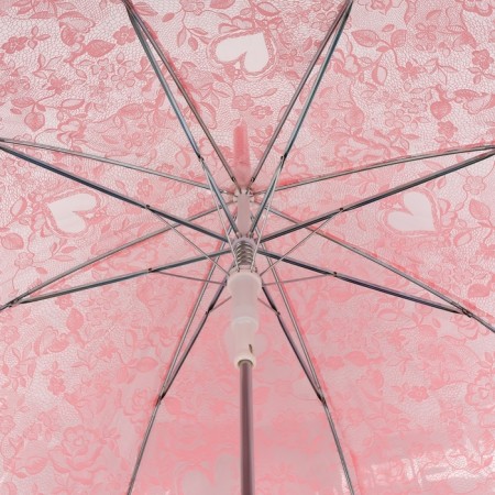 Umbrella - semi -automatic “lace” cane, 8 knitting needles, r = 40 cm, pink/transparent color-7