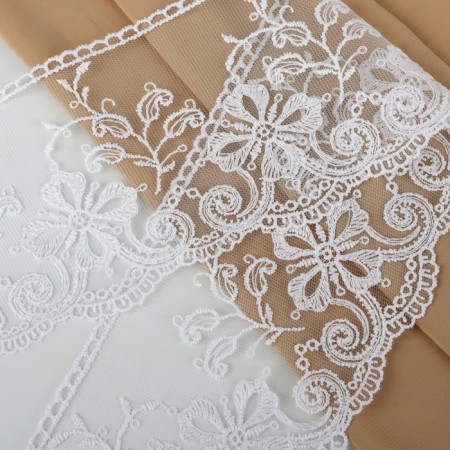 Lace on a grid, 110 mm × 11 ± 1 m, white color-1