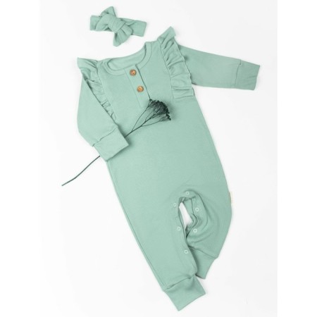Children's overalls with ruffles fashion, height 62 cm, green color-4