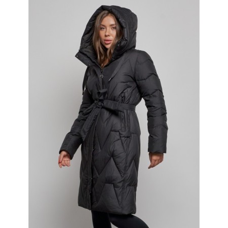 Coat insulated winter female, size 48, black color-5