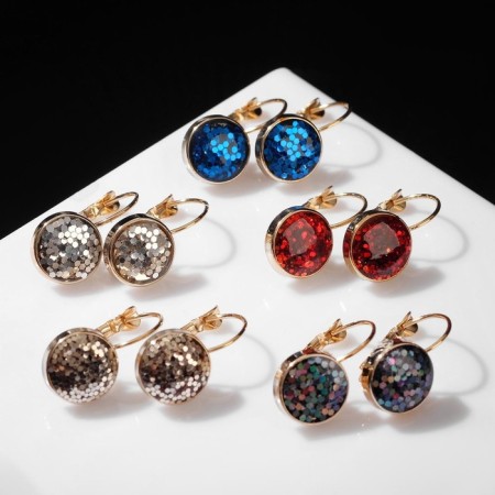 Earrings with the rhinestones "confetti" flash, color mix-1