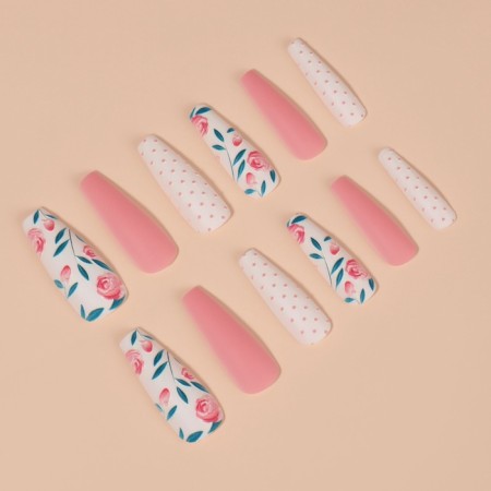 Follow nails "Light mood", 12 pcs, with adhesive plates, ballerina shape, multi -colored-2