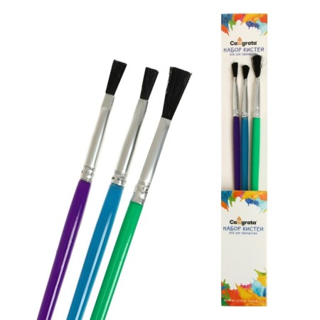 A set of brushes nylon, 3 pieces, flat, with plastic, colored handles-7