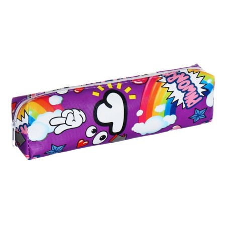 School Penal on the zipper Calligrata "sticker", purple