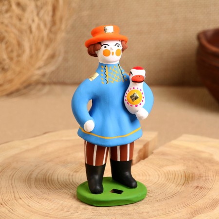 Dymkovo toy "Man with a gift", mix-9