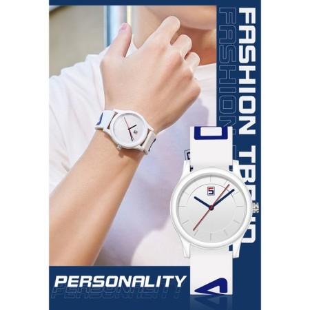 Watch of wrist, d-4.2 cm, waterproof, silicone strap, white-1