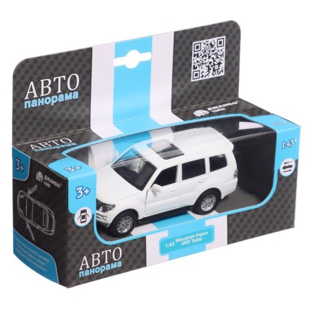 Metal machine Mitsubishi Pajero 4wd Turbo 1:43, inertia, doors open, white color-6
