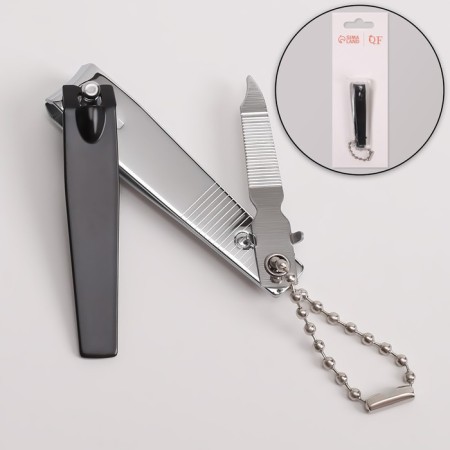 Kusachki-cannips are manicure, with a file, 5.7 cm, on a blister, with a chain, silver/black color-1
