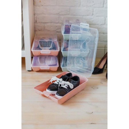 Box for storing shoes with a lid "Traces", 37 × 22 × 14 cm, pink color-1