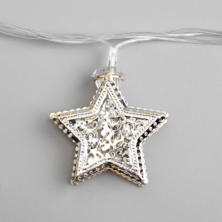 Garland “thread” 4 m with nozzles “stars”, IP20, transparent thread, 20 LED, white glow, 8 modes, 220 V-3