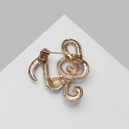 Brooch "Notes", white color in gold-1