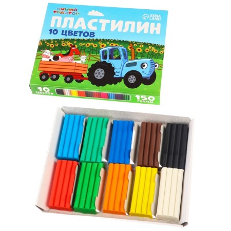 Plasticine 10 -cv 150g blue tractor-1