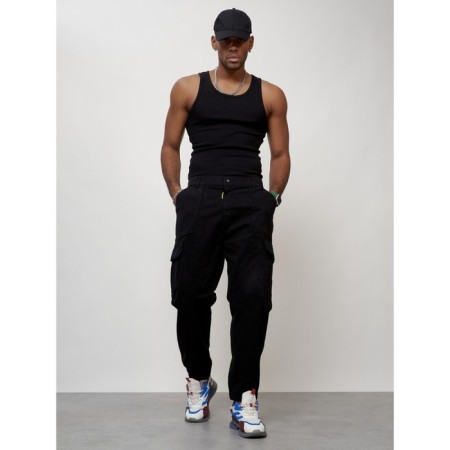 Cargo jeans male, size 44, black color-4