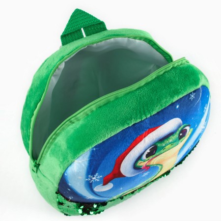 Baby backpack "Snake" with sequins, 23*28 cm, green color-4