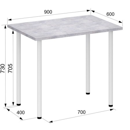 Light 1 kitchen table, 600 × 900 × 730 mm, color cement light-2