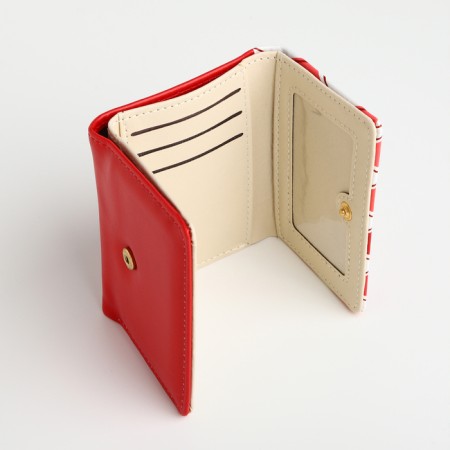 Women's wallet on the button, red color-3