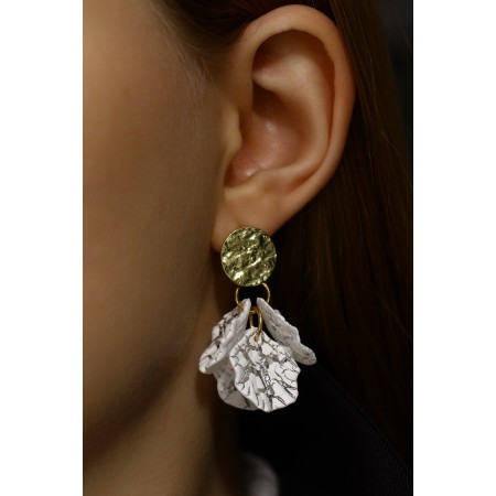 Earrings Assorted "Wind" butterfly, small, white color in gold-9