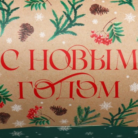 Box for the Cupcake "Happy New Year", branches, 9 x 9 x 24.5 cm, New Year-4