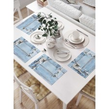 A set of napkins for setting the table “Verkhny branch on wooden boards”, rectangular, size 32x46 cm, 4 pcs