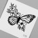 Tattoo on the body black "butterfly with flowers" 6x6 cm