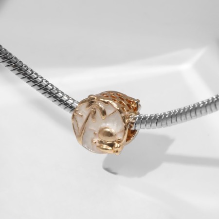 Palma bead, white color in gold-1