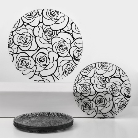 A set of glass plates of the Dolyana Michelle, 7 objects, black color