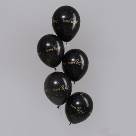 Latex ball 12 "HBD, pastel, set 15 pcs., Black color-1