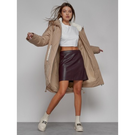 Coat insulated winter female, size 44, color light brown-8