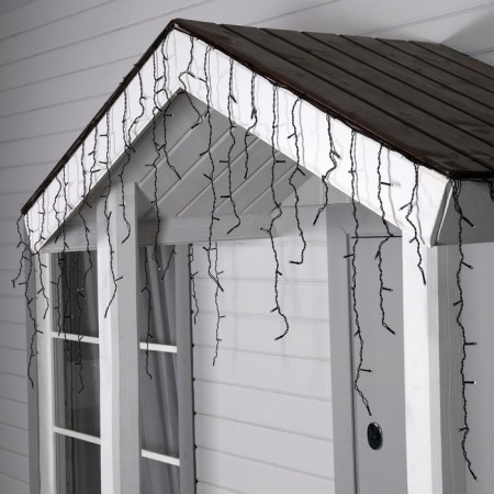 Garland "fringe" 3 × 0.6 m, IP44, UMS, dark thread, 160 LED, glow warm white, 220 V-1