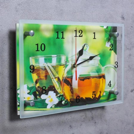 Carty clock is wall, series: kitchen, "teapot of tea", 20x30 cm-1