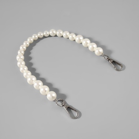 Handle for a bag, pearl beads, d = 12/14/16 mm, 39 cm, white/silver color-1