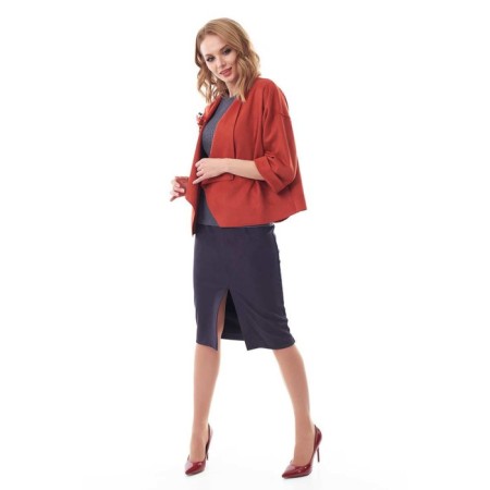 Cardigan female, size 48, Terracot color-10