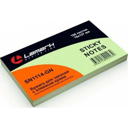 Block with a sticky edge Lamark Pastel, 127 x 76 mm, 100 sheets, green