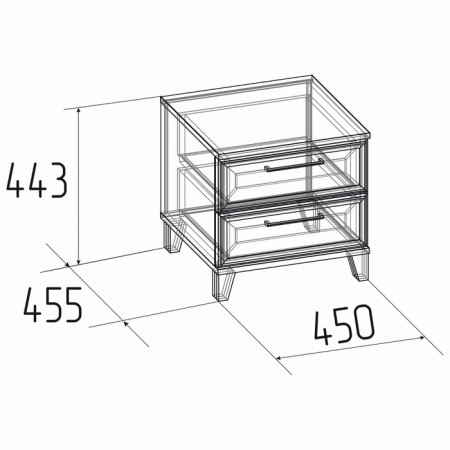 Cleat cabinet Aurelio 41, 450 × 455 × 443 mm, white color / Blackwood satin-2