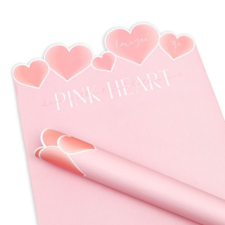 Figure paper for flowers 70g., "Hearts", 50x35cm, pink