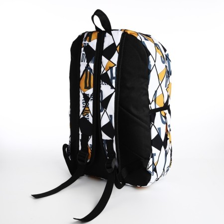 A backpack with a zipper, 3 outer pockets, black/yellow color-3