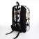 A backpack with a zipper, 3 outer pockets, black/yellow color