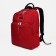 A backpack with a zipper, rise, 2 outer pockets, a laptop department, red color