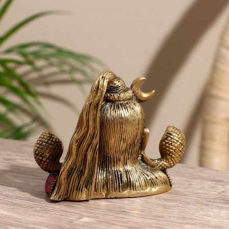 Souvenir "Bust of Shiva" 2 snakes, brass, stone 8 cm-4